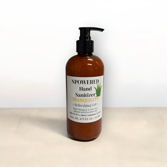Npowered Refreshing Gel Hand Sanitizer – 91% Alcohol, Aloe Vera, Vitamin E & Essential Oils