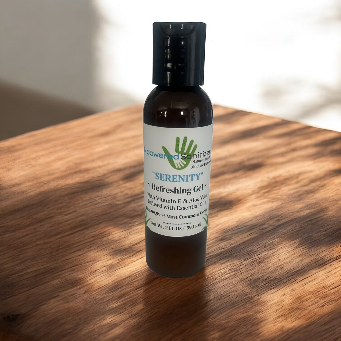 Npowered Refreshing Gel Hand Sanitizer – 91% Alcohol, Aloe Vera, Vitamin E & Essential Oils