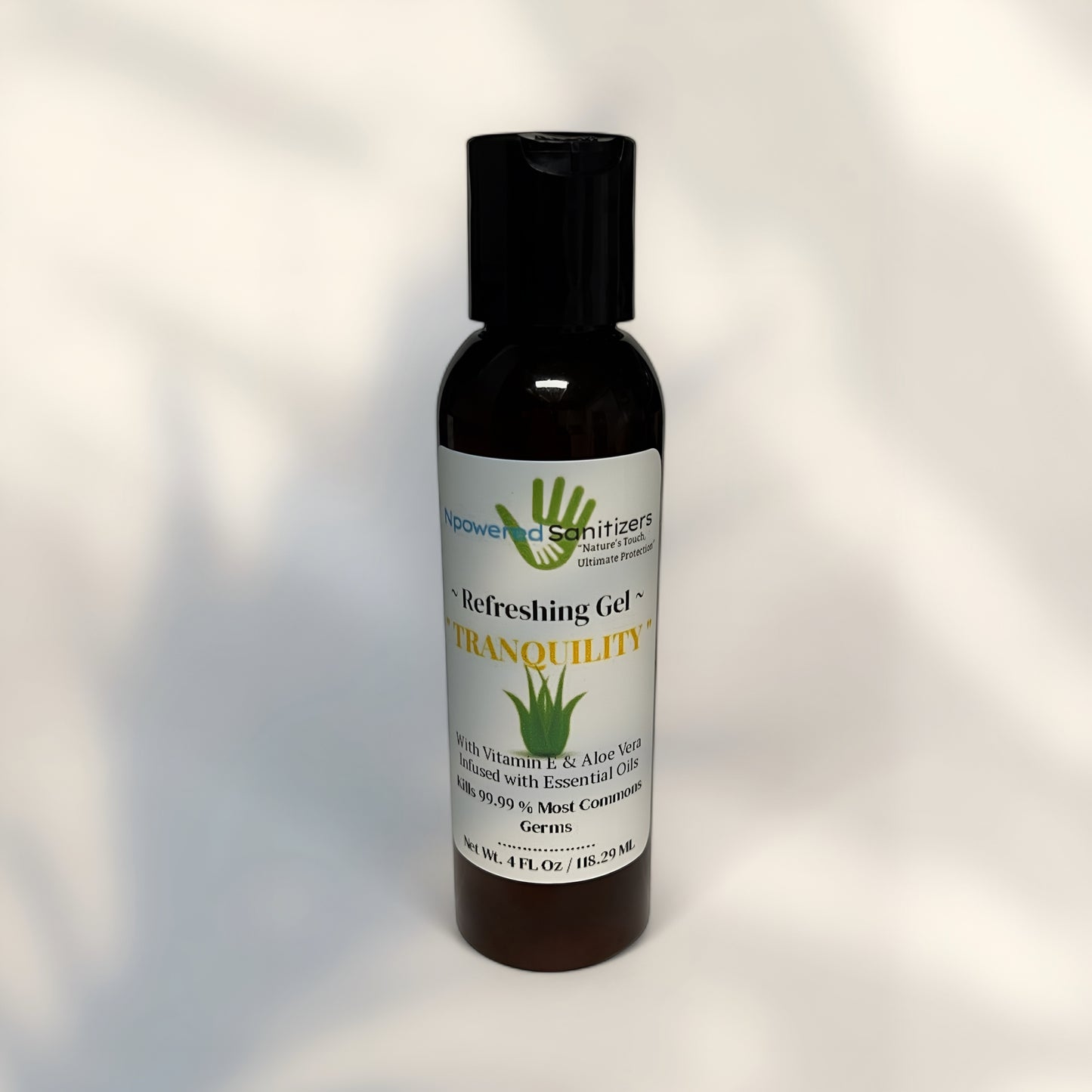 Npowered Refreshing Gel Hand Sanitizer – 91% Alcohol, Aloe Vera, Vitamin E & Essential Oils