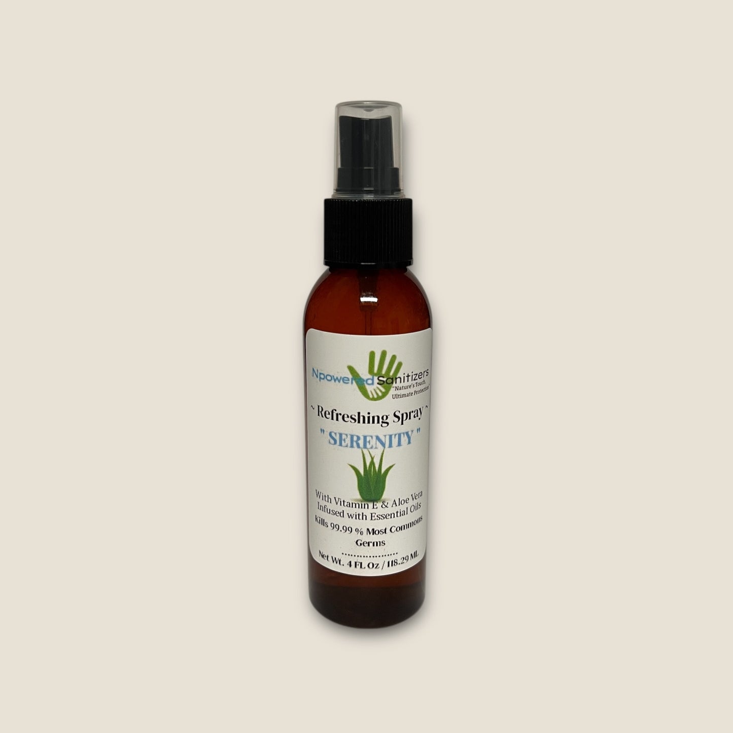 Npowered Liquid Hand Sanitizer Spray – 91% Alcohol with Aloe Vera & Essential Oils
